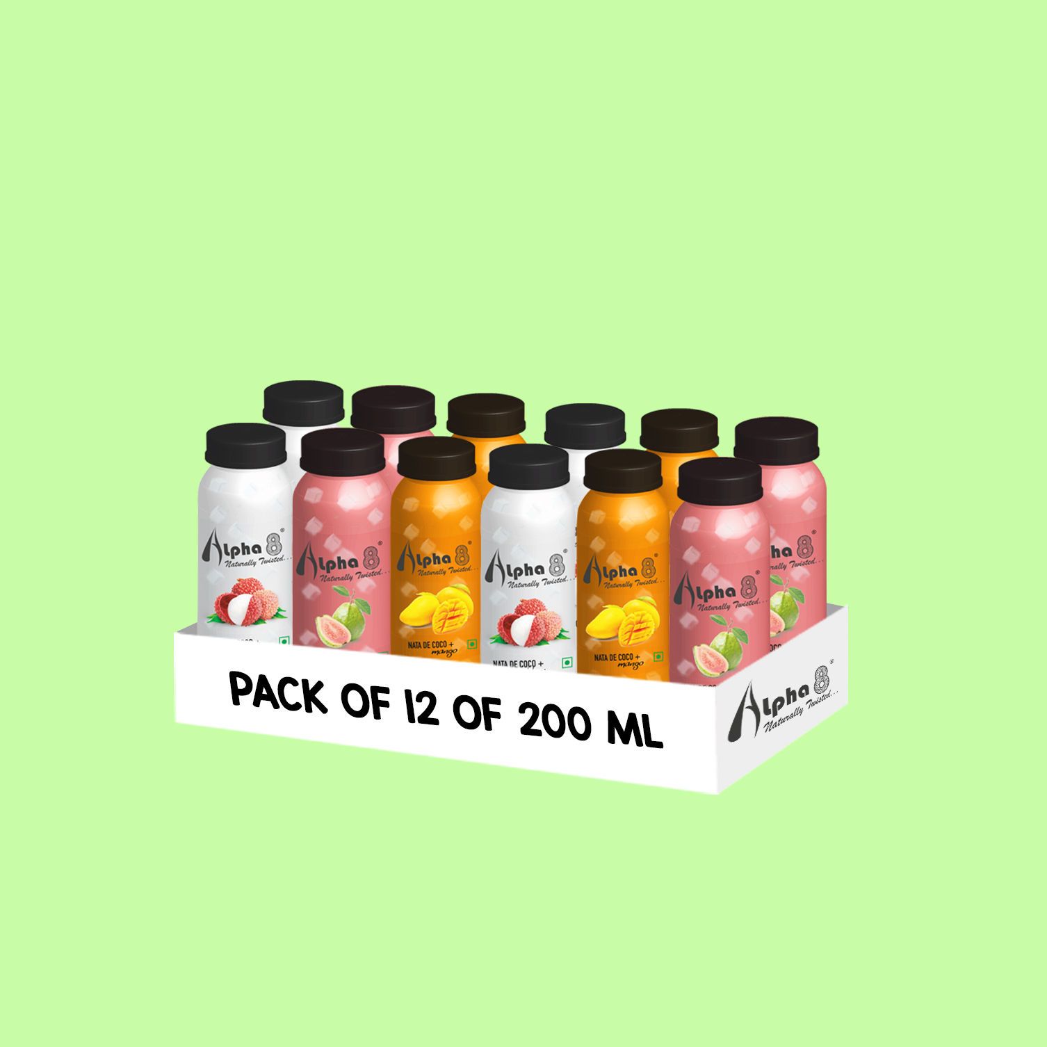 Alpha 8 Mix Assorted Flavors, 200 ml - Pack of 12