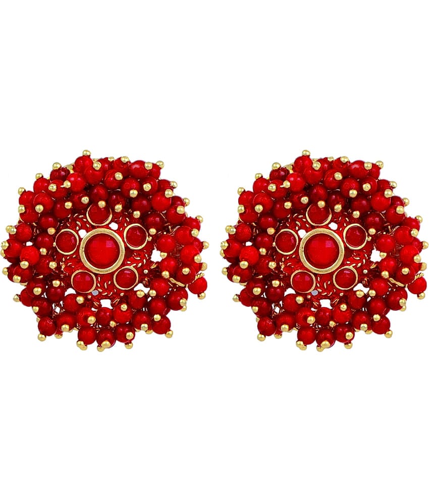 FASHION FRILL - Red Stud Earrings ( Pack of 1 )