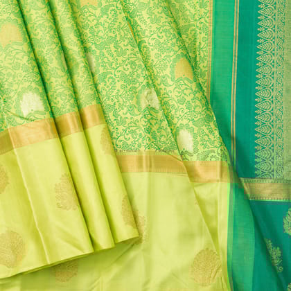 Green Kanchipuram Silk Saree For Festive Wear PV NYC 1502