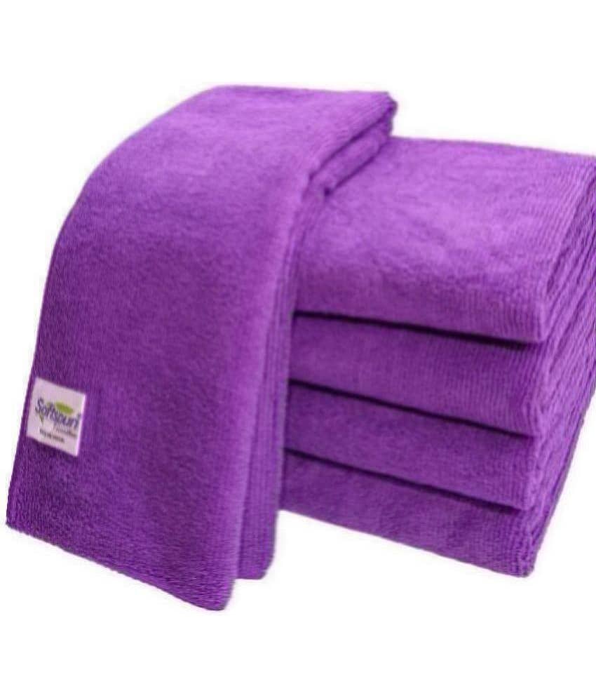 SOFTSPUN - Purple Microfibre Face Towel ( Pack of 5 )