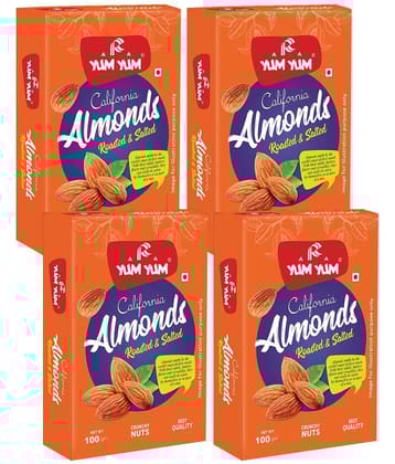YUM YUM Raw California Almonds (Pack of 4-100g Box Each) 400 g Pack of 4