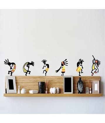 Asmi Collection Ethnic African Dancers Kokopelli Flute Player Wall Sticker ( 25 x 120 cms )