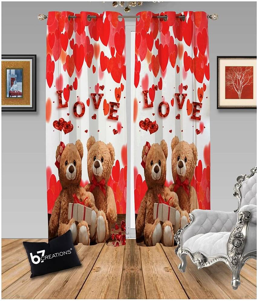 B7 CREATIONS Single Window Semi-Transparent Eyelet Polyester Curtains Multi Color