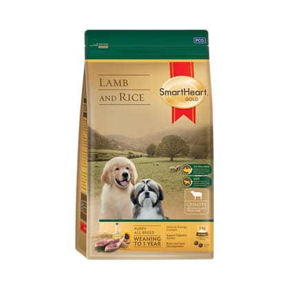 SMARTHEART Gold Lamb & Rice Puppy Dry Food, 1 KG - All Breed