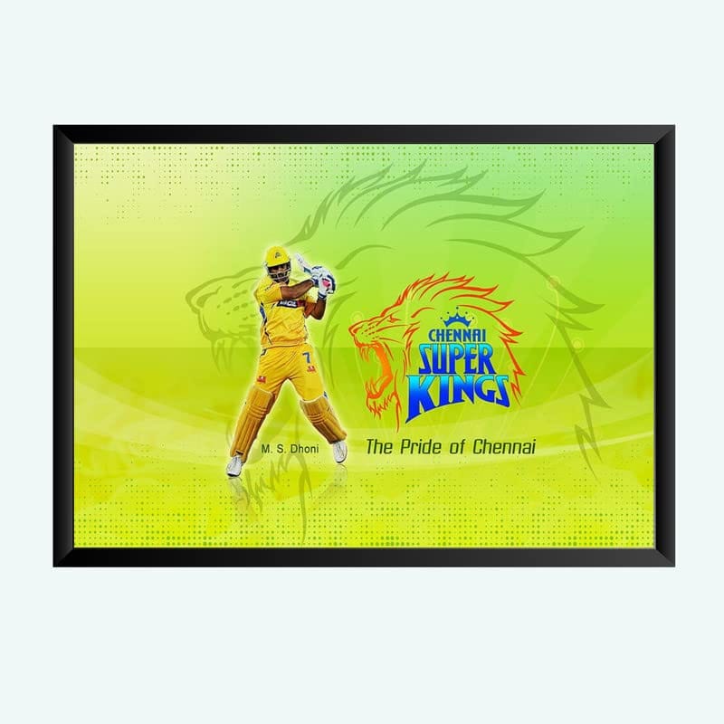 Nokkes Cricket IPL M.S Dhoni CSK Chennai Super King Team Photo Frame 8X12 Inch Size Photo Frame Photo Home Office_msd16