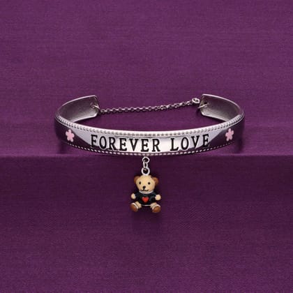 Beary Hug Charm Silver Children Bracelet-None / Silver