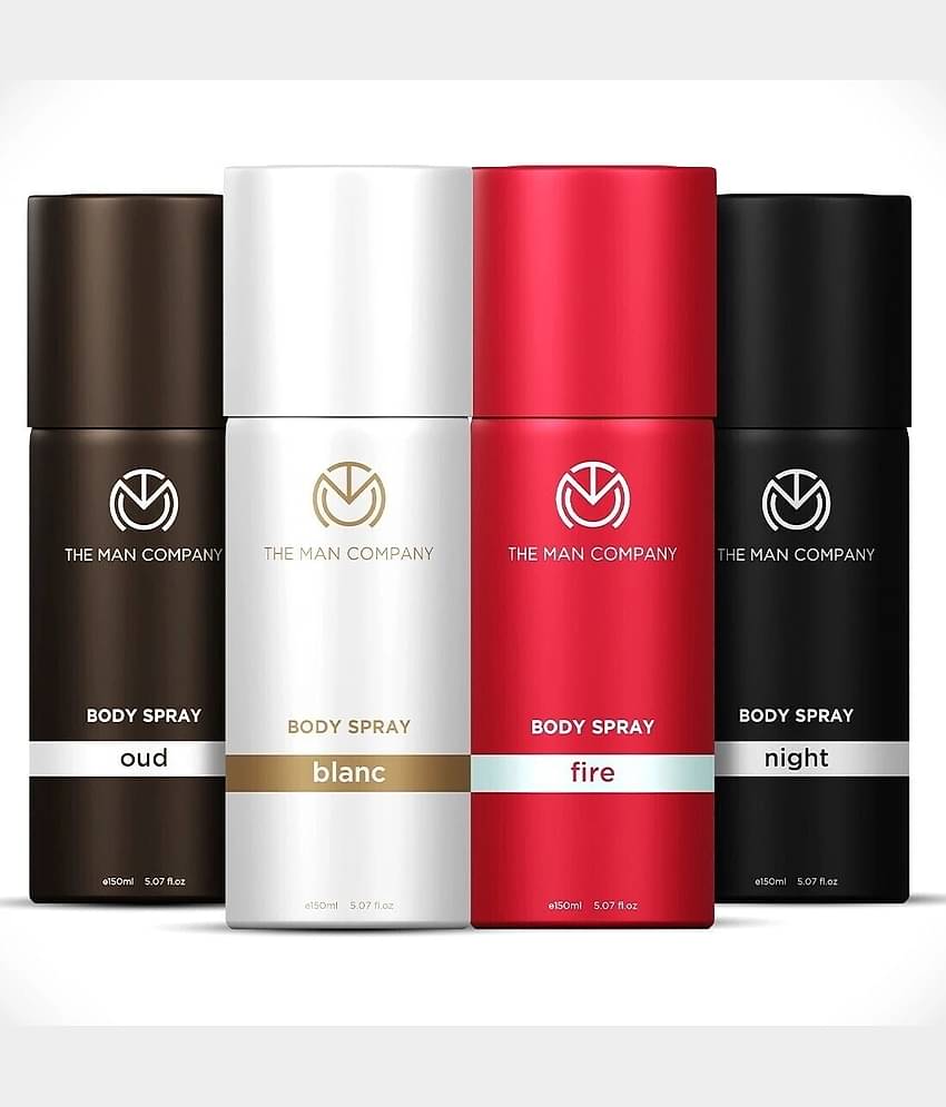 The Man Company Blanc, Fire, Night & Oud Deodorant Set Deodorant Spray for Unisex 150 ml ( Pack of 4 )