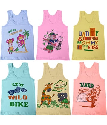 Paryag Pack of 6 Boys Cotton Blend Vest ( Multicolor )