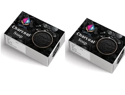 Activated Charcoal Soap Bar For Body - 100gm (Combo Pack of 2) For All Skin Type | 99.9% Germ Protection and Deep Cleansing | Daily Bathing Bar Soap For Men