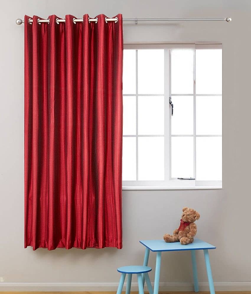 Homefab India Single Window Eyelet Curtain Solid Red