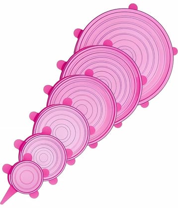Gjshop Pink Silicone Silicon Food Lids (Set of 6) ( Set of 6 )