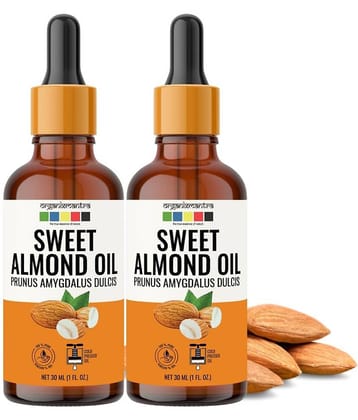Organix Mantra Sweet Almond Oil, Cold Pressed Organic Oil, 30ML x 2