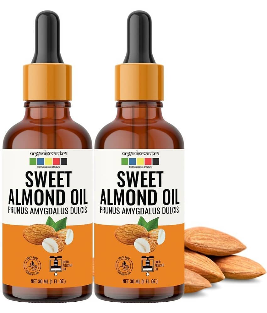 Organix Mantra Sweet Almond Oil, Cold Pressed Organic Oil, 30ML x 2