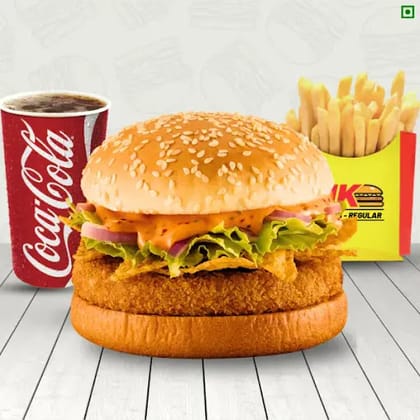Peri Peri Nachos Burger + Fries + Coke (300 Ml)
