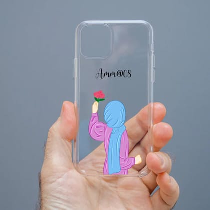Personalized Cute Girl Transparent Silicon Case Customised with Name for Oppo, Vivo, Redmi, Realme, Poco, Mi, OnePlus, Samsung, iPhone, and More - design 12