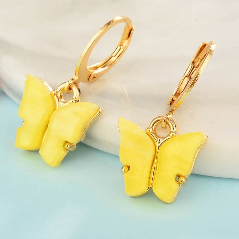 Pinapes Elegant Butterfly Gold Plated Clip-On Earrings for Women and Girls - Yellow