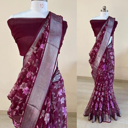 moss silk saree- butterfly chiffon Foil print