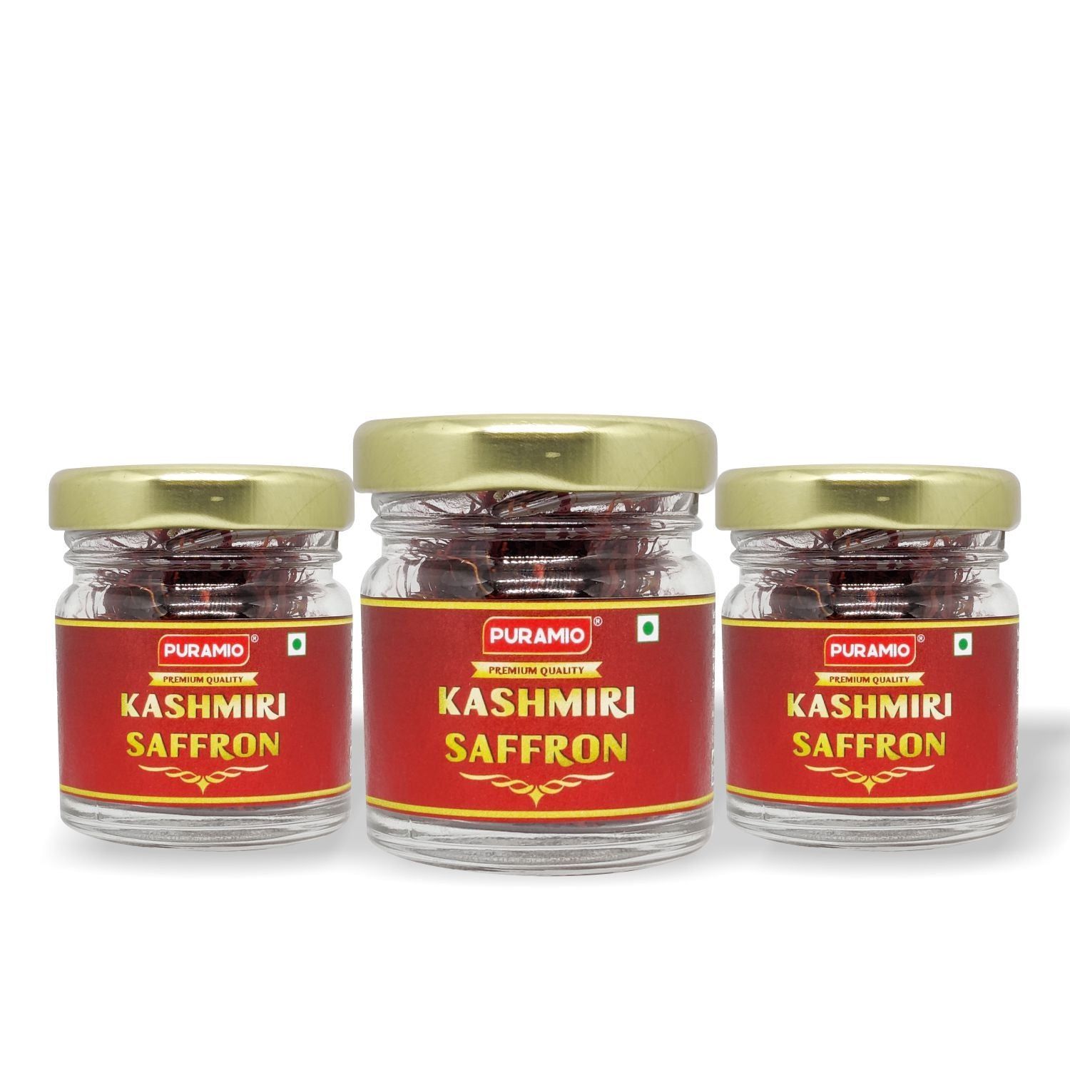 Puramio Kashmiri Saffron (Kesar) - Pure And Natural, 5 gm Each - Pack of 3