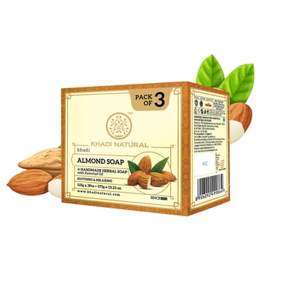 Khadi Natural Almond Soap Combo Pack Of 3 – 125gm Each Khadi Natural Almond Soap Combo Pack Of 3 – 125gm Each