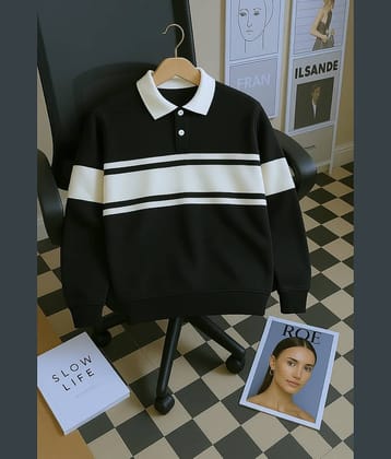 Try This Cotton Blend Polo Collar Men's Sweatshirt - Black ( Pack of 1 )