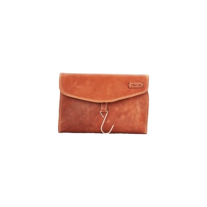 Talia  Genuine Leather Hanging Toiletry Bag / Dopp Kit / Shower Bag With Nylon Interior.