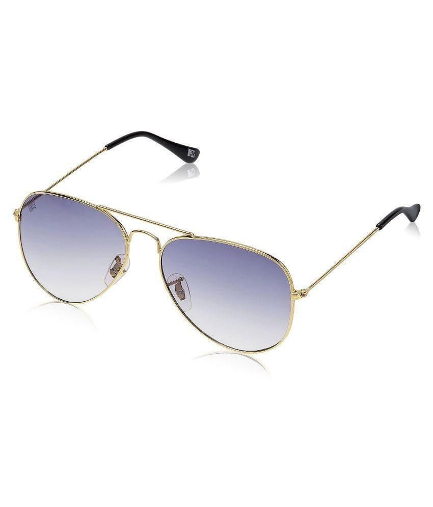 MTV Aviator Blue Men Golden Full-frame Metal Solid UV 400 Protection Sunglass-MTV-123-C14