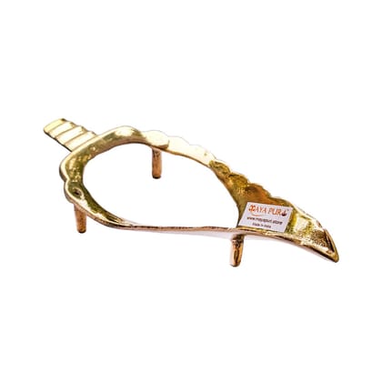 MAYAPURI Pital Shankha Dani/Pooja Brass Shank Stand/Holding Conch Shells, Golden (3.5 inch. (Best for 3 inch. Shankh))