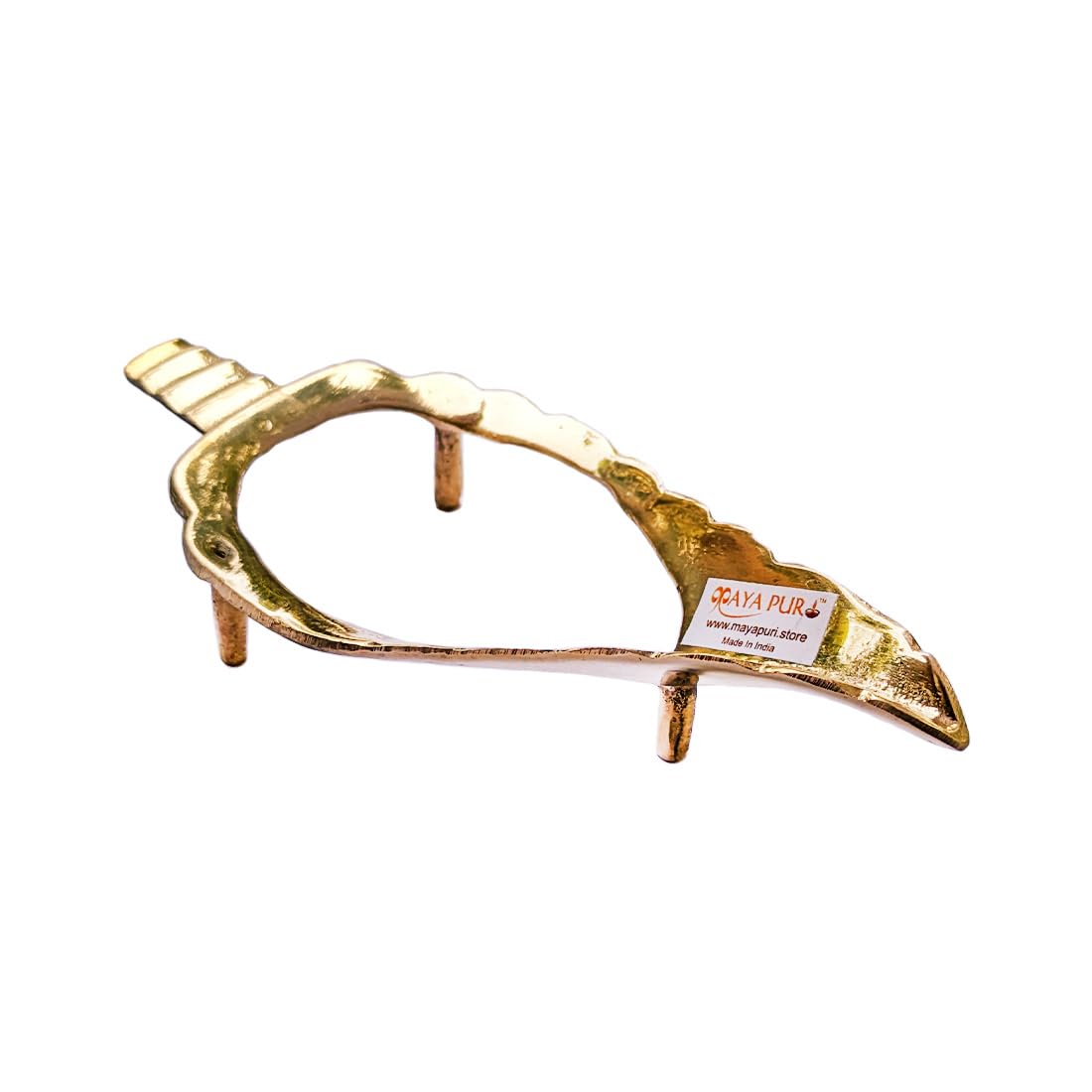 MAYAPURI Pital Shankha Dani/Pooja Brass Shank Stand/Holding Conch Shells, Golden (3.5 inch. (Best for 3 inch. Shankh))