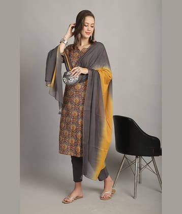 Rajnandini Cotton Printed Kurti With Pants Women's Stitched Salwar Suit - Multicolor ( Pack of 1 )