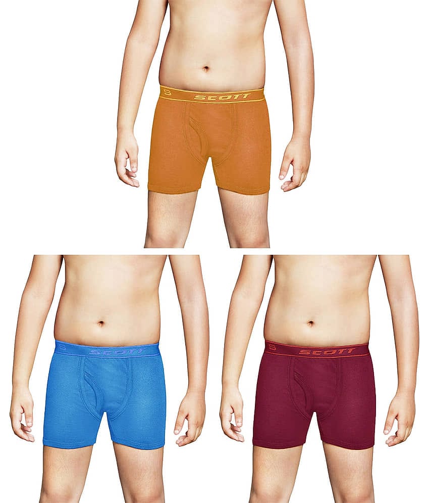 Dixcy Scott Cross Cotton Solid/Plain Multicolour Trunk/Bloomer/Underwear/ for Kids/Boys/Girls - Pack of 3