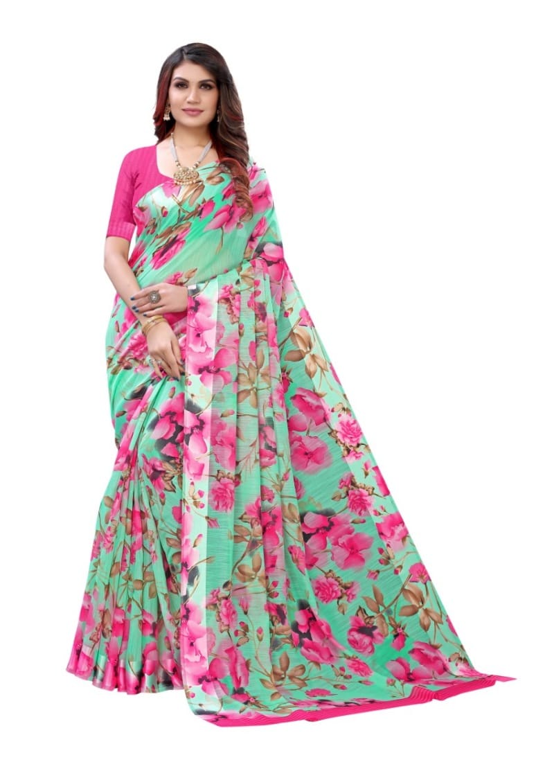 Generic Women's Cotton Silk Saree with Blouse (Multi Color, 5 - 6 Mtrs)
