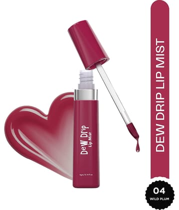Glam21 Dew Drip Lip Mist Lipgloss With Hyaluronic Acid Almond Oil & Peach Fruit Extract 4 G, Wild Plum
