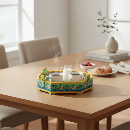 Painted Wooden Tray Home Living Hospitality Tray / Tea Offering Tray