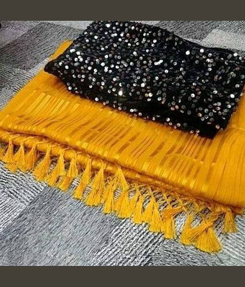 Shree Gullak Silk Art Silk Striped Saree With Unstitched Blouse Piece ( Gold )