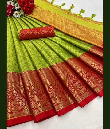 Apnisha Banarasi Silk Embellished Saree With Unstitched Blouse Piece ( Multicolor )