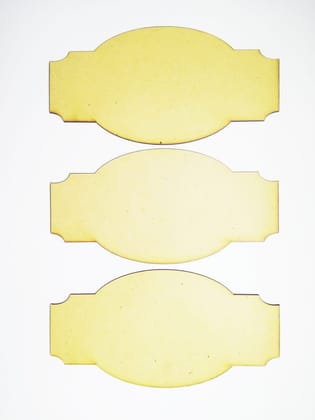Brand Zero MDF Oval Designer Name Plate Without Hole - Pack of 3 Pcs