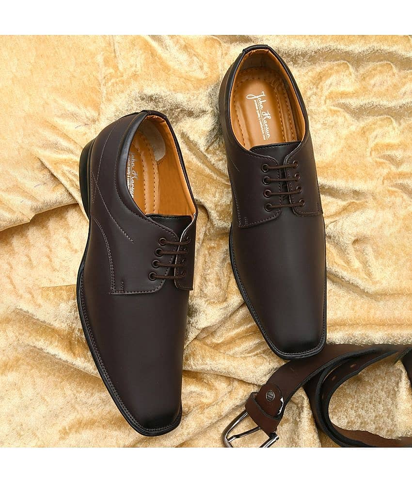 John Karsun Brown Men's Derby Formal Shoes