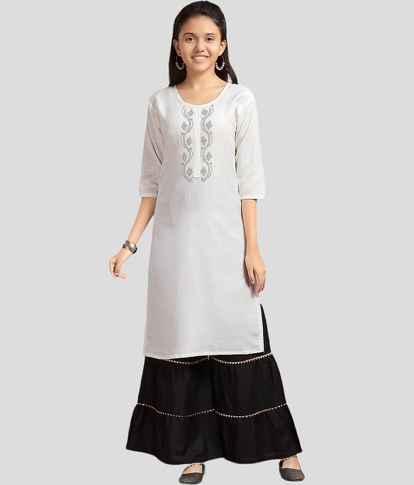 Aarika Girls Cotton Kurta and Sharara Set ( Pack of 1 , White )