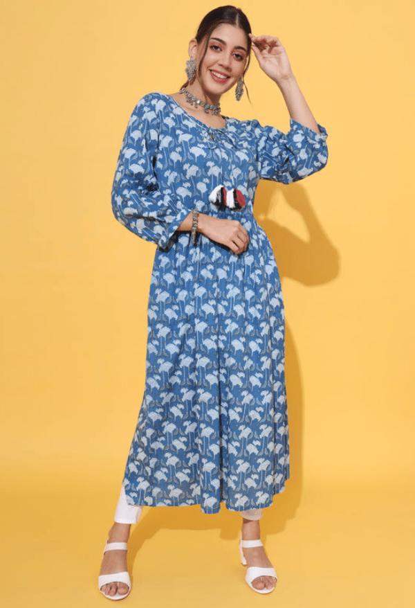 Cotton Empire Flared Kurta-XXL / Blue