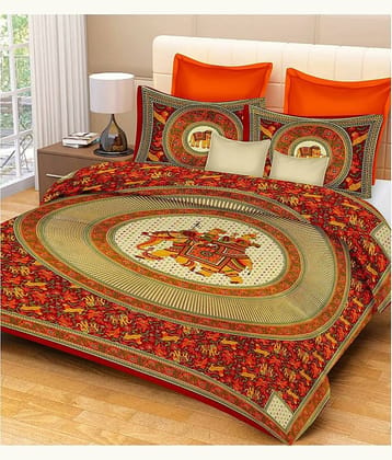 PETROSOLY Cotton 1 Double Queen Bedsheet with 2 Pillow Covers ( Red )