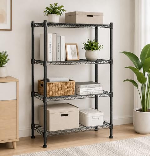 STORACK Height Adjustable Foldable Boltless Wire Shelving Rack Shelves Free Standing Black Finished Multi 2