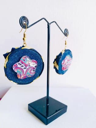 THE STORY OF WAVES ' DENIM GLASS EARRING - DARK BLUE GOTTA