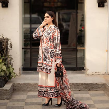 American Crape top with Palazzo with Dupatta set-M
