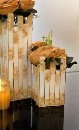 High-Low Stones Golden: Medium Vase