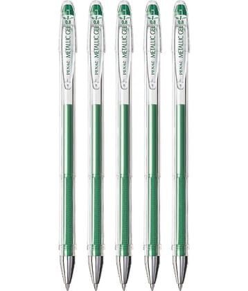 Penac FX-3 Gel Glitter Pen 0.8mm metallic green (Pack of 5)