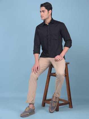 Khaki Stretchable Cotton Trousers-30 / Khaki