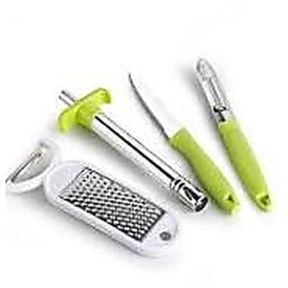 BIYANKA Stainless Steel - Gas Lighter, Peeler, Grater  Knife Kitchen Tool Set (Combo of 4)