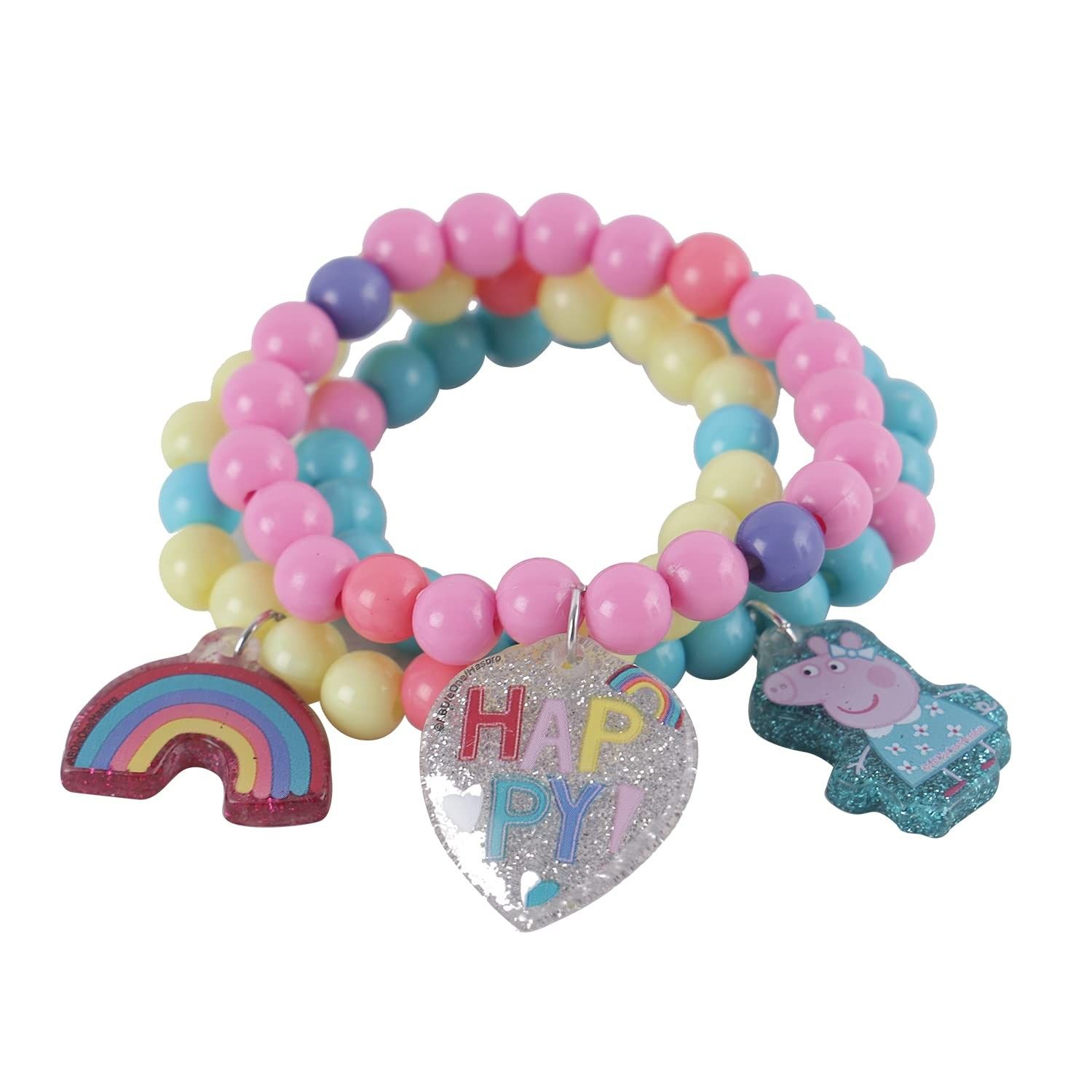 Li'l Diva Peppa Pig Pack of 3 Multicoloured Beaded Bracelets For Girls 3 Years and Above