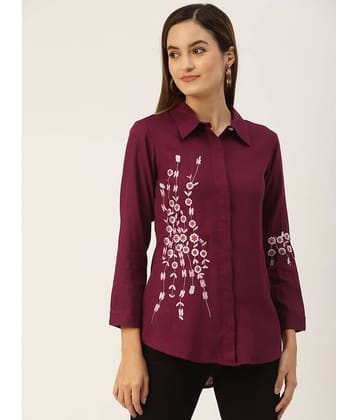 Kbz - Wine Rayon Women's Ethnic Top ( Pack of 1 )