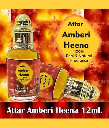 INDRA SUGANDH BHANDAR Attar For Men|Women Amberi Heena Real Kannauji Itra Perfume 24 Hours Long Lasting Fragrance 12ml Rollon Pack
